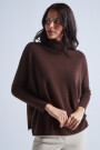 PONCHO LARGE COL ROULE Marron