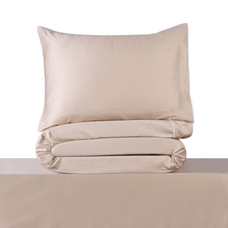 JGO SÁBANAS FESTÓN BLANCO 1 PLAZA ALGODON NATURAL-BEIGE 300 HILOS ARENA