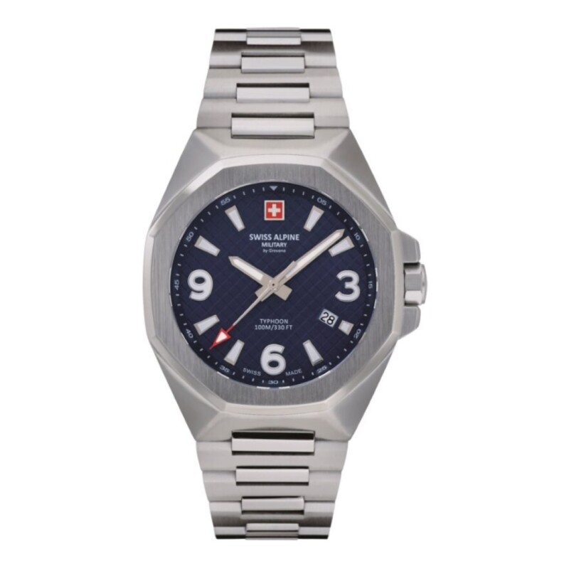 Reloj Swiss Alpine Military Typhoon 7005.1135 para hombre con correa de acero Azul
