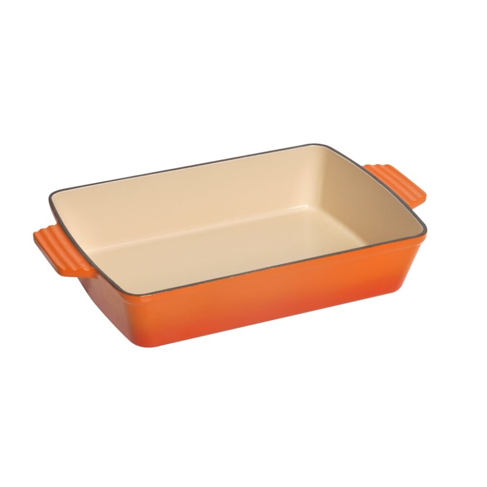 Fuente para Horno de Hierro Fundido Esmaltado 33x23x7 cm Naranja FUENTE 33X23X7CM HIERRO FUNDIDO ESMALT NARANJA