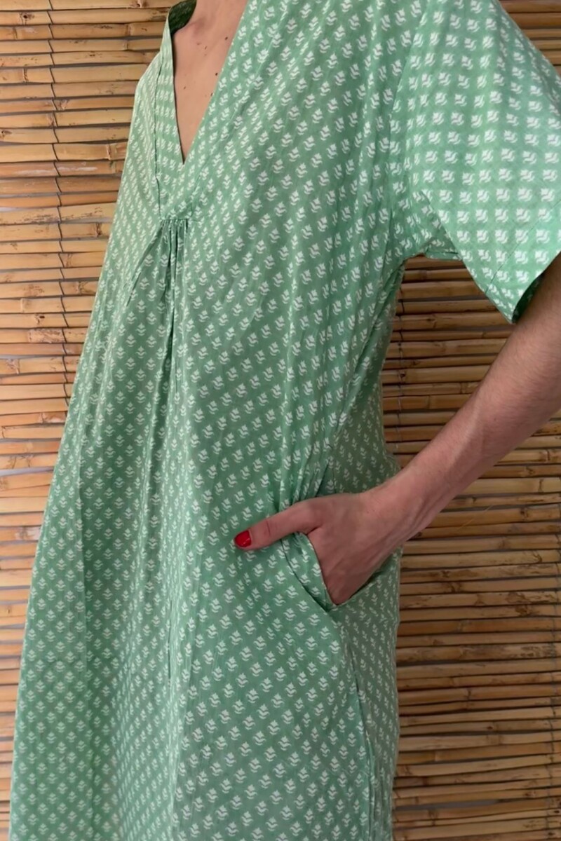 Ofelia Block Print Verde y Blanco