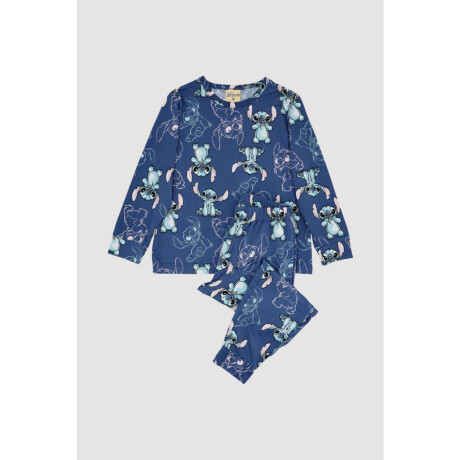 Pijama stitch peach Azul
