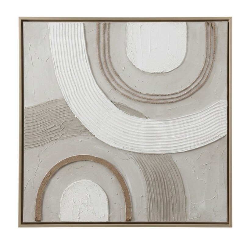 CUADRO C/DET BEIGE Y RELIEVE 90X90CM Unica