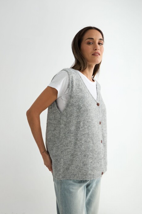 CHALECO TEJIDO CYNARA GRIS CLARO