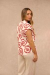BLUSA MAGDA - ESTAMPADO ROJO Y BEIGE BLUSA MAGDA - ESTAMPADO ROJO Y BEIGE