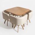 Juego de Comedor Honguito 4 Sillas 80x80cm Beige