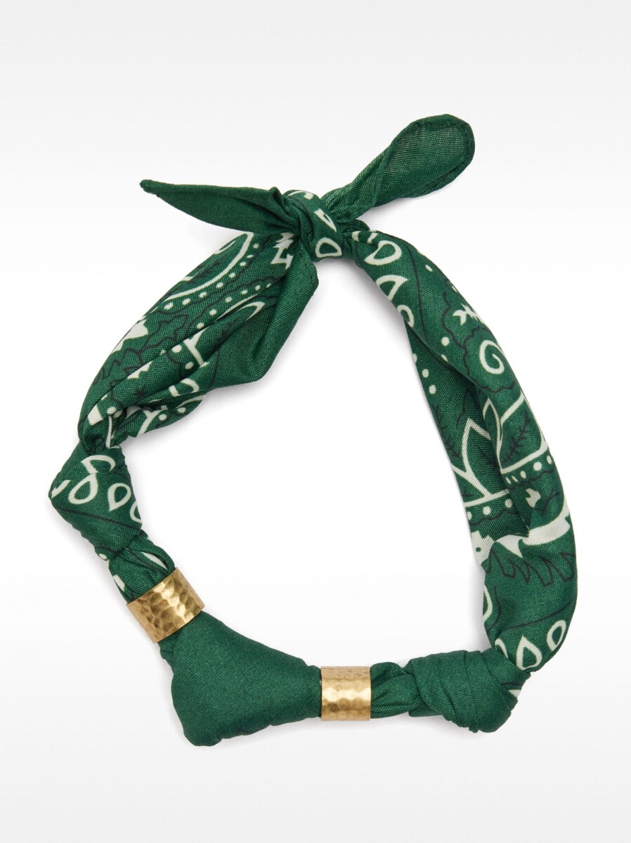 Collar De Tejido Con Detalles Metálicos - verde 
