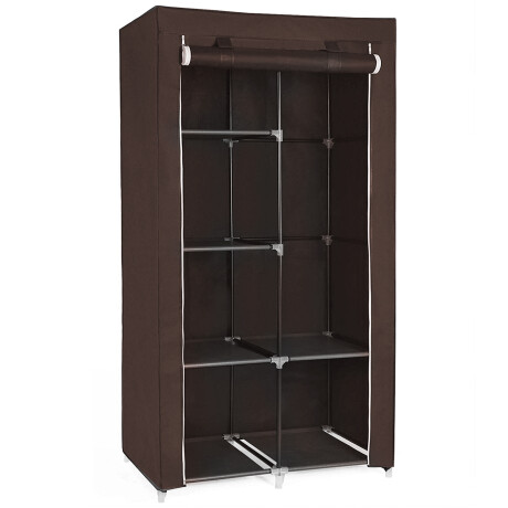 Ropero de 6 Estantes Desmontable de Caño y Tela TNT 105x45x175 Marron