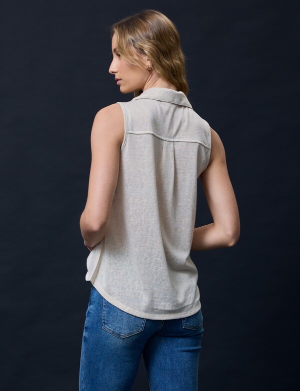 Blusa Detalle Crochet BEIGE CLARO