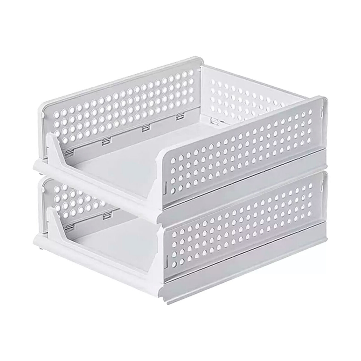 Set x2 Cesto organizador apilable baja M - BLANCO 