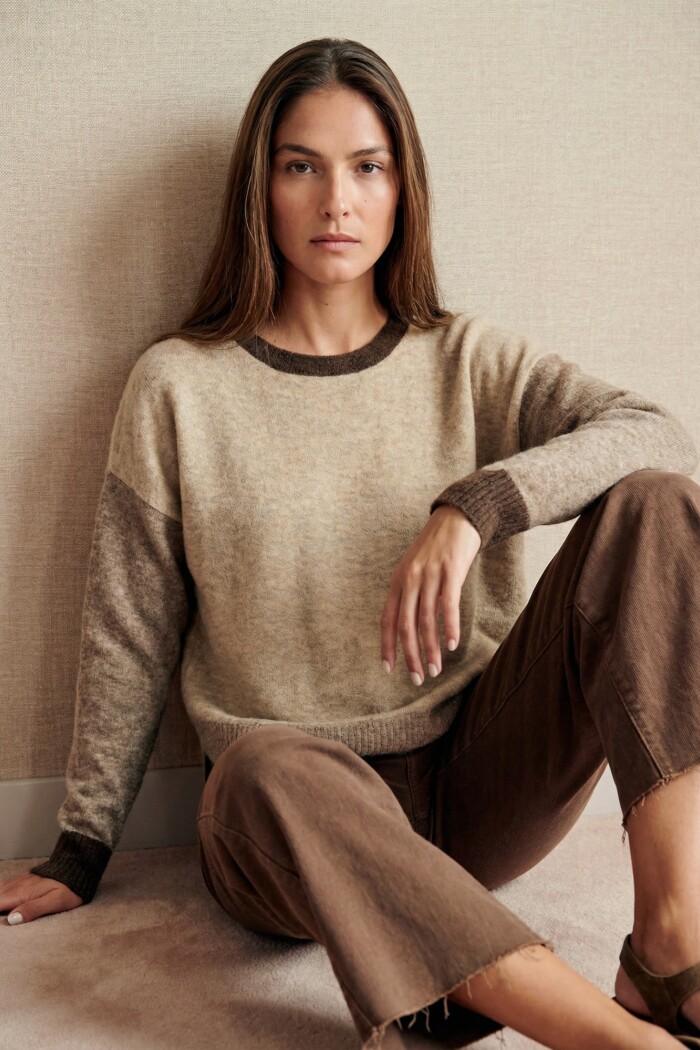 Sweater Color Block Marrón