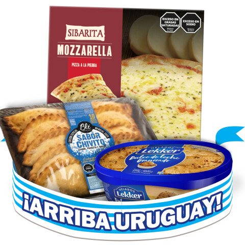 Combo ¡Arriba Uruguay! - Empanadas de Chivito x10ud, Pizza Mozzarella, Helado Granizado Dulce De Leche Combo ¡Arriba Uruguay! - Empanadas de Chivito x10ud, Pizza Mozzarella, Helado Granizado Dulce De Leche