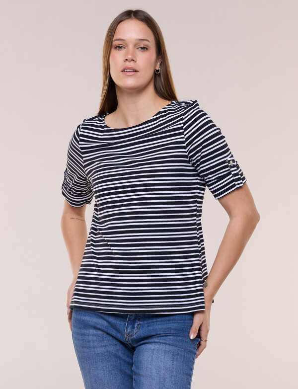 Remera De Algodón Lineas NEGRO