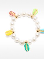 Pulsera Elástica Multicolor Con Conchas Esmaltadas multicolor