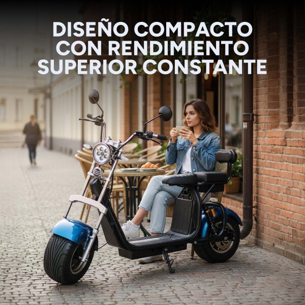 Moto Electrica Gogreen Deluxe 1500W 16Ah 30Km Autono. 45Km/h Color Variante Azul