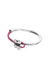 PULSERA DE CUERO ROSA SEMIRÍGIDA BAÑADA EN PLATA DE LEY CON MARIPOSA Pulsera