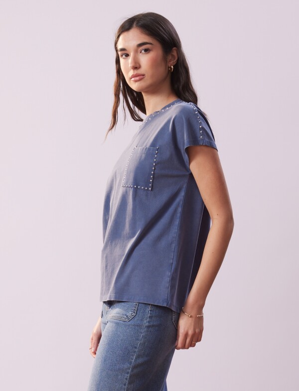 Remera Algodon Tachas AZUL