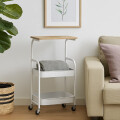 Mesa auxiliar madera y metal con rueditas Blanco
