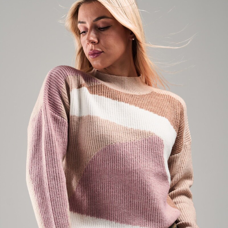 Buzo tejido slowly Beige/pink