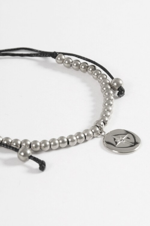 Pulsera acero ajustable dije plateado