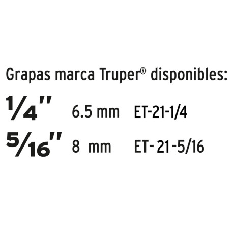 ENGRAPADORA P/GRAPA 1/4 Y 5/16 (INC.200UN 5/16) TRUPER ET-19 ENGRAPADORA P/GRAPA 1/4 Y 5/16 (INC.200UN 5/16) TRUPER ET-19