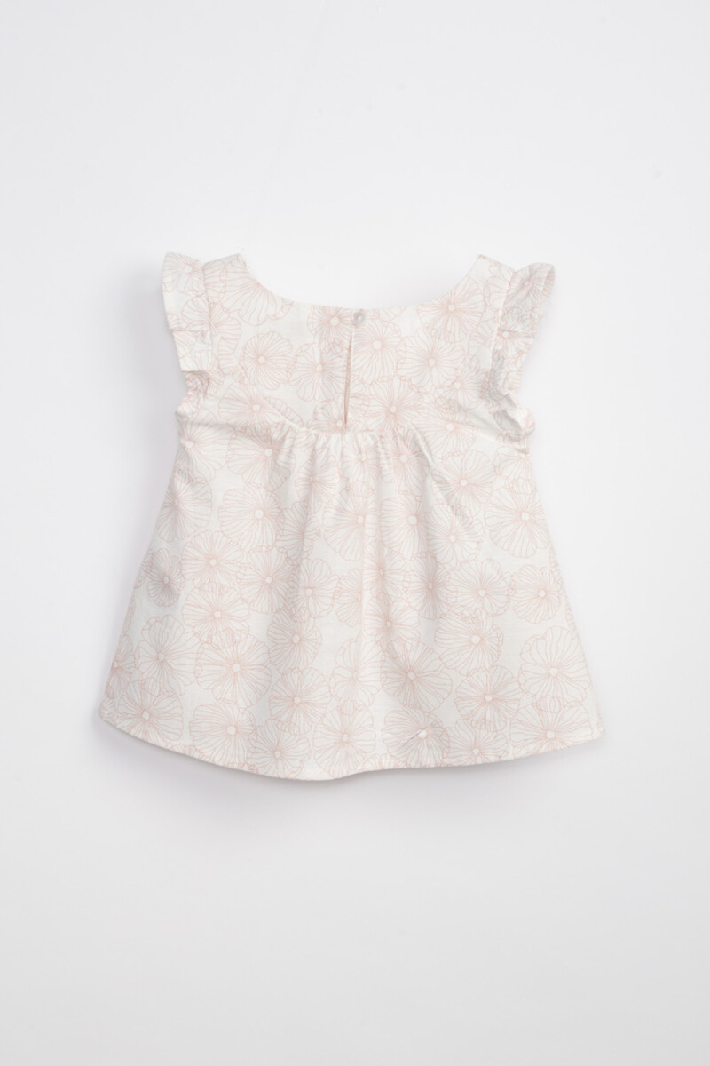 Blusa sin manga volados Flores Blanco