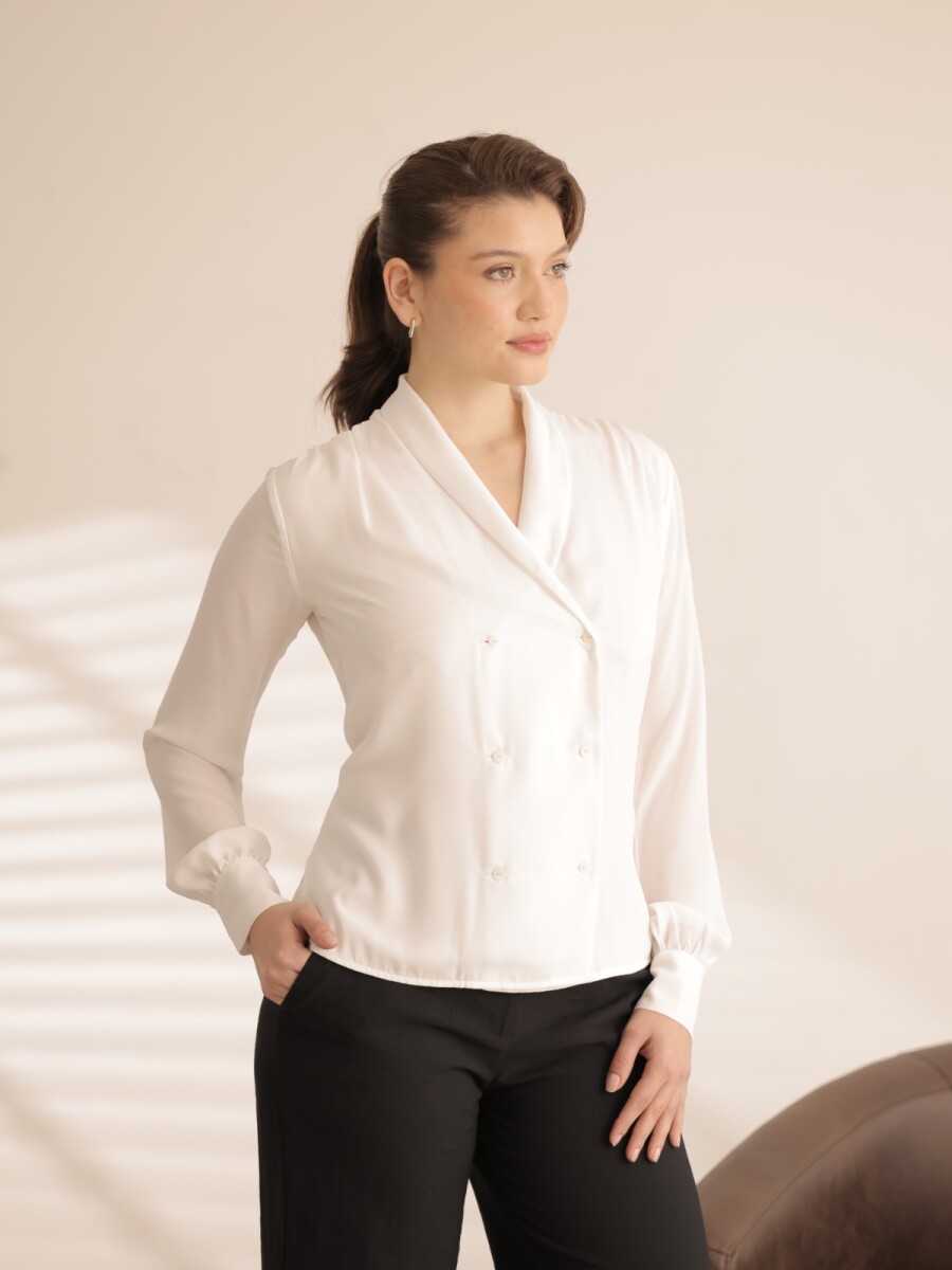 Blusa Cruzada. - Natural. 