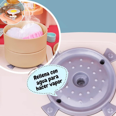 Juego Cocina Infantil Música Luz Agua y Vapor +42 Accesorios Rosa