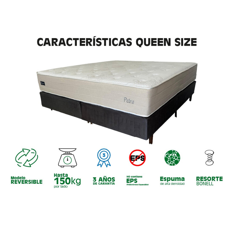 Conjunto Sommier Petra Rosario Queen Size Resortes Y Espuma Color Gris Conjunto Sommier Petra Rosario Queen Size Resortes Y Espuma Color Gris