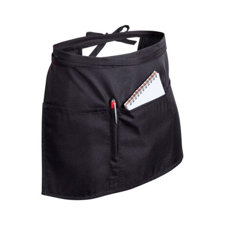 Delantal Corto 3 Bolsillos Negro Unisex Negro