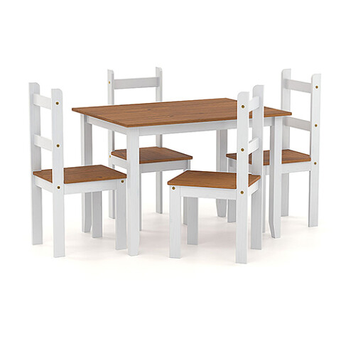 JGO DE COMEDOR TMAX 4 Sillas MADERA Blanco- Natural Sin color