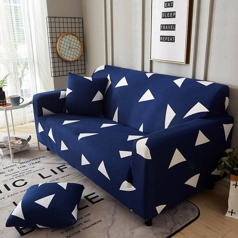 Funda sillón 1 cuerpo estampada Triángulos Azul