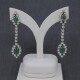 Caravanas Largas En Oro 18K Blanco, Esmeraldas Y Brillantes. Caravanas Largas En Oro 18K Blanco, Esmeraldas Y Brillantes.