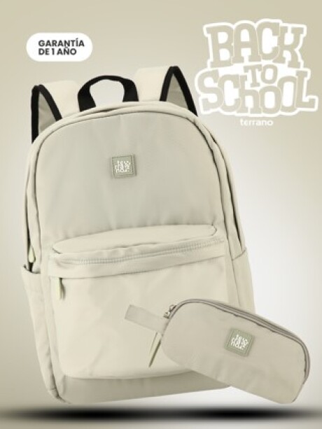 Kit Mochila y Cartuchera Essence Oliva