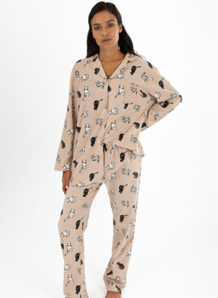 Pijama miau Beige