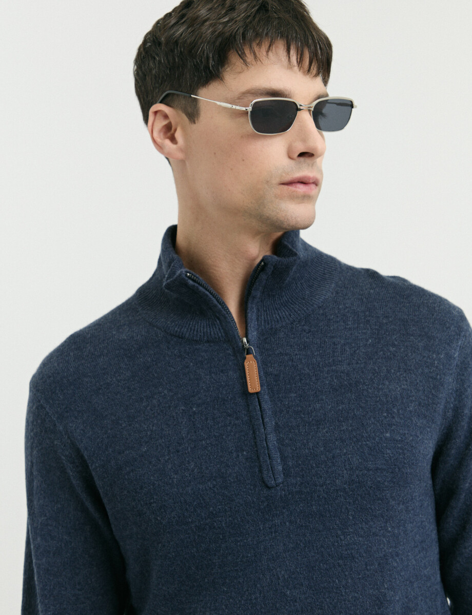 470415 REMERA HARRINGTON LABEL Azul Melange