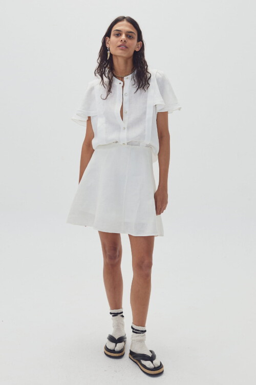 Falda Alu en Lino Blanco