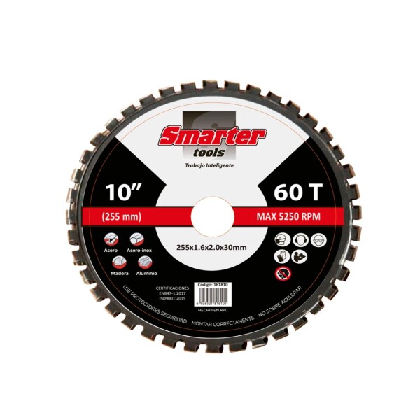 HOJA SIERRA INGL 10" ACERO/ALUM/MAD 60D SMARTER Hoja Sierra Ingl 10" Acero/alum/mad 60d Smarter