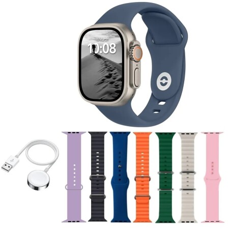 Reloj Smartwatch S10Pro 7 Pulseras Universo Binario PLATEADO