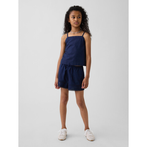 LINEN PO LACE SHORT MILITARY BLUE