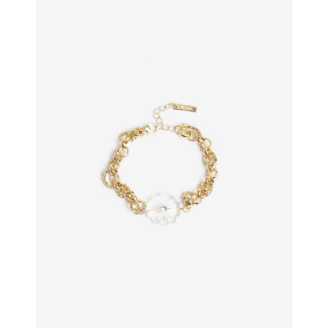 Pulsera Flexible Flor Acrílica Dorado