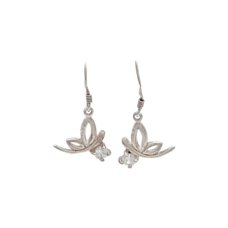Caravanas Colgantes Mariposa-Plata 925-Piedra Zirconia-CA3052 Conpiedra
