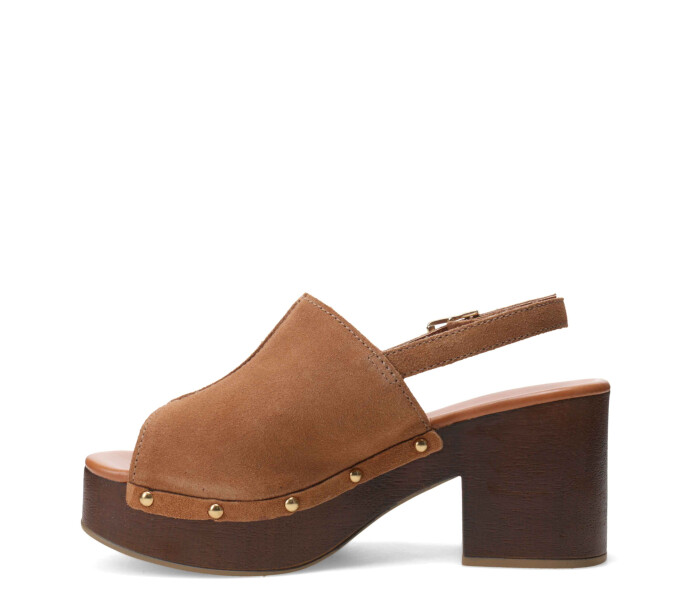 Sandalia con taco alto y plataforma Castanho