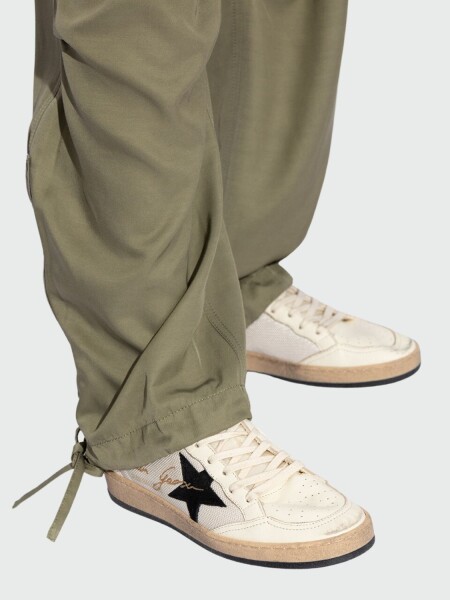 Golden Goose - Championes de malla y cuero acordonados, Ball star Blanco