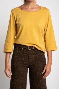 Remera Lavada Manga 3/4 Amarillo Pastel