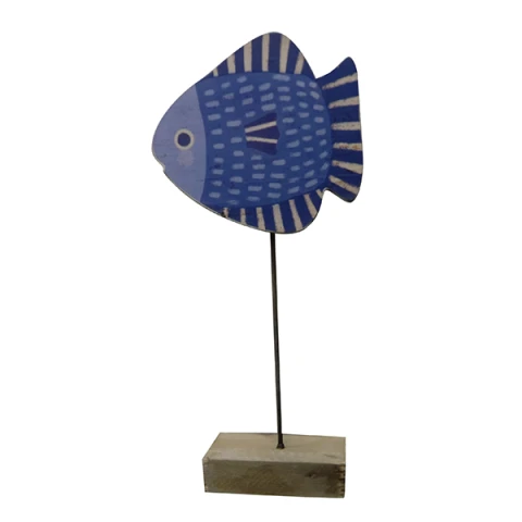 Decoración Pez de Madera con Soporte U