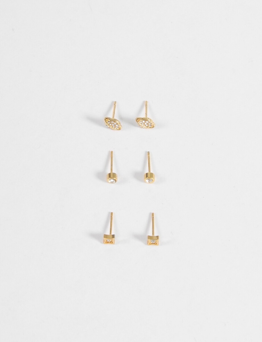 Set caravanas universo acero - dorado 