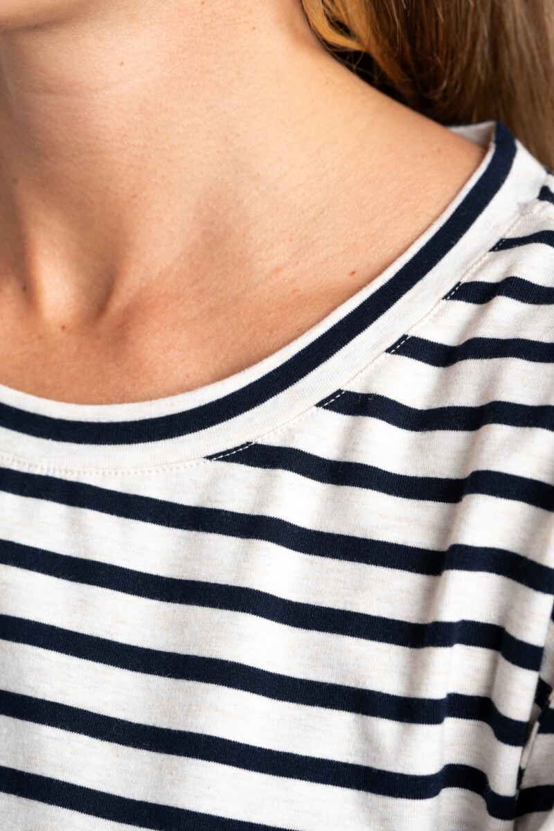 Remera Algodón Elastano Rayada Marino