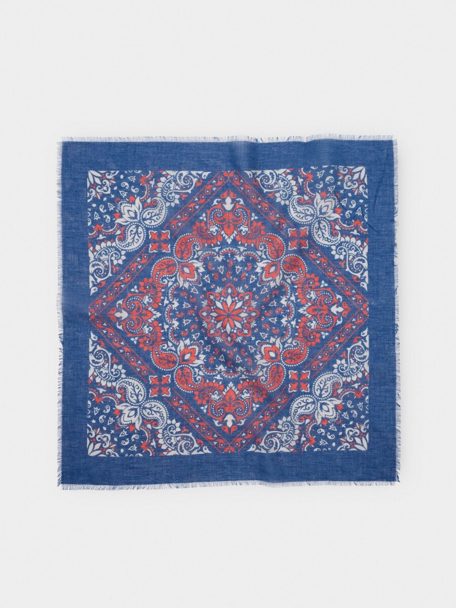 Pañuelo Cuadrado Estampado 100% Algodón azul