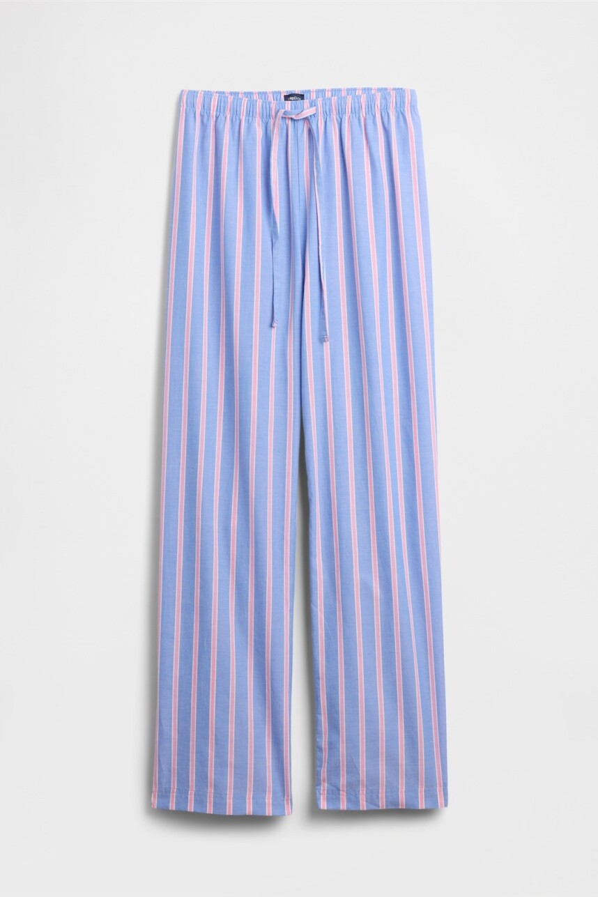 Pijama Pantalón Poplin Mujer Blue Pink Stripe